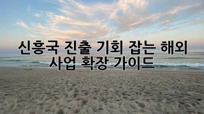 신흥국 진출, 기회 잡는 해외 사업 확장 가이드 🚀💰