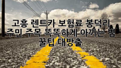 🚗 고흥 렌트카 보험료? 봉덕리 주민 주목! 똑똑하게 아끼는 법 꿀팁 대방출! 🍯